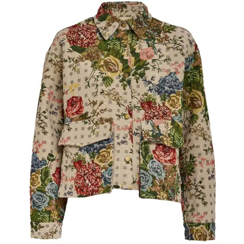 Seedpearl Cream geprinte jacket Rose