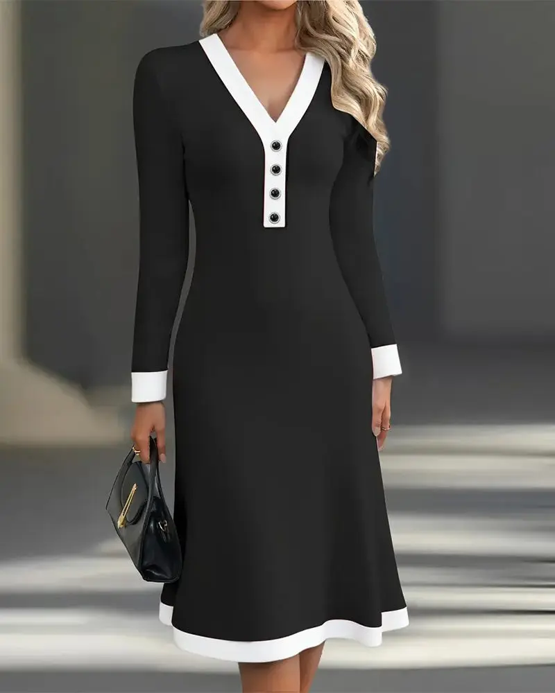 Seleneva - Soft-Touch Midikleid mit V-Ausschnitt