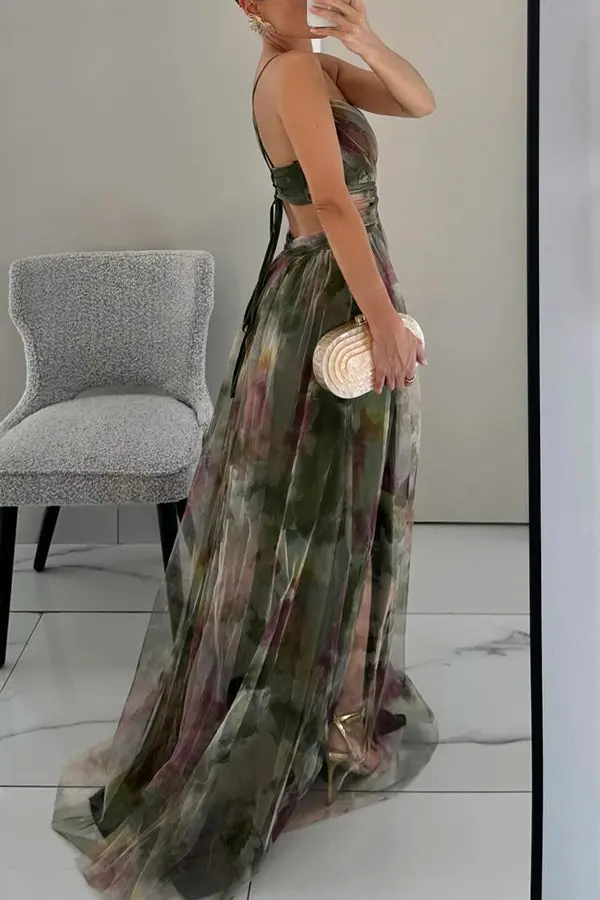 Selina | Damen Falten-Maxi-Kleid