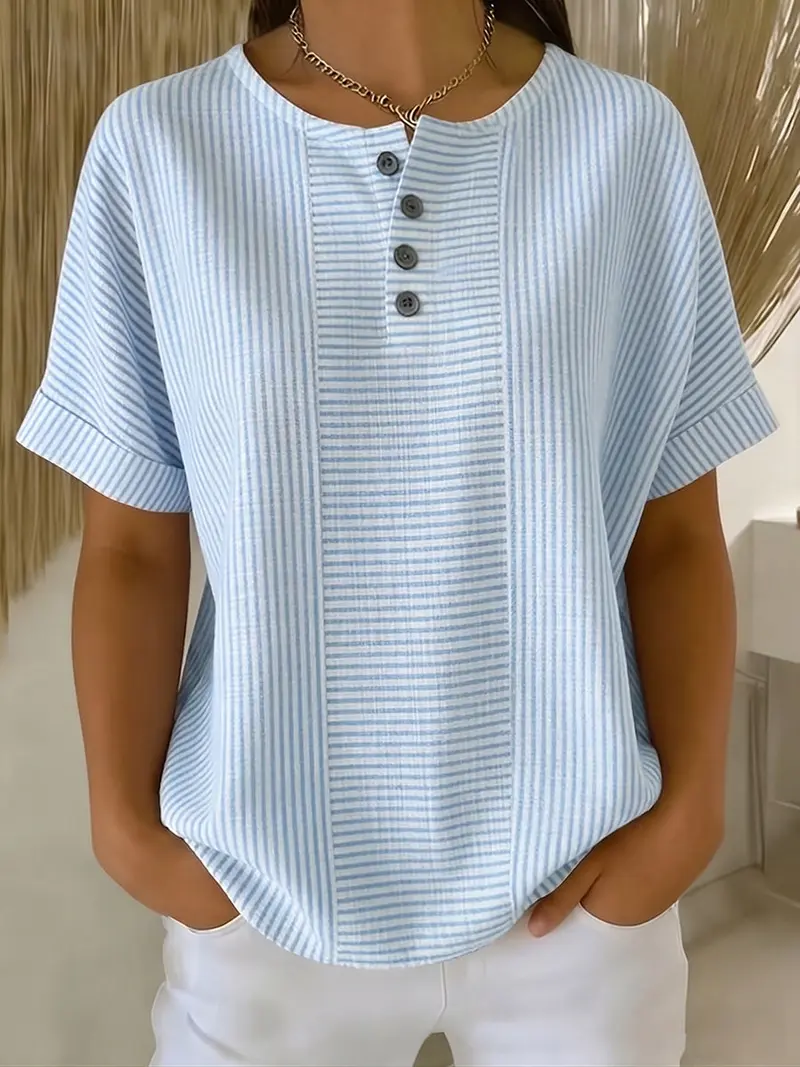 Selvara - gestreifte Bluse mit Knopfdetails