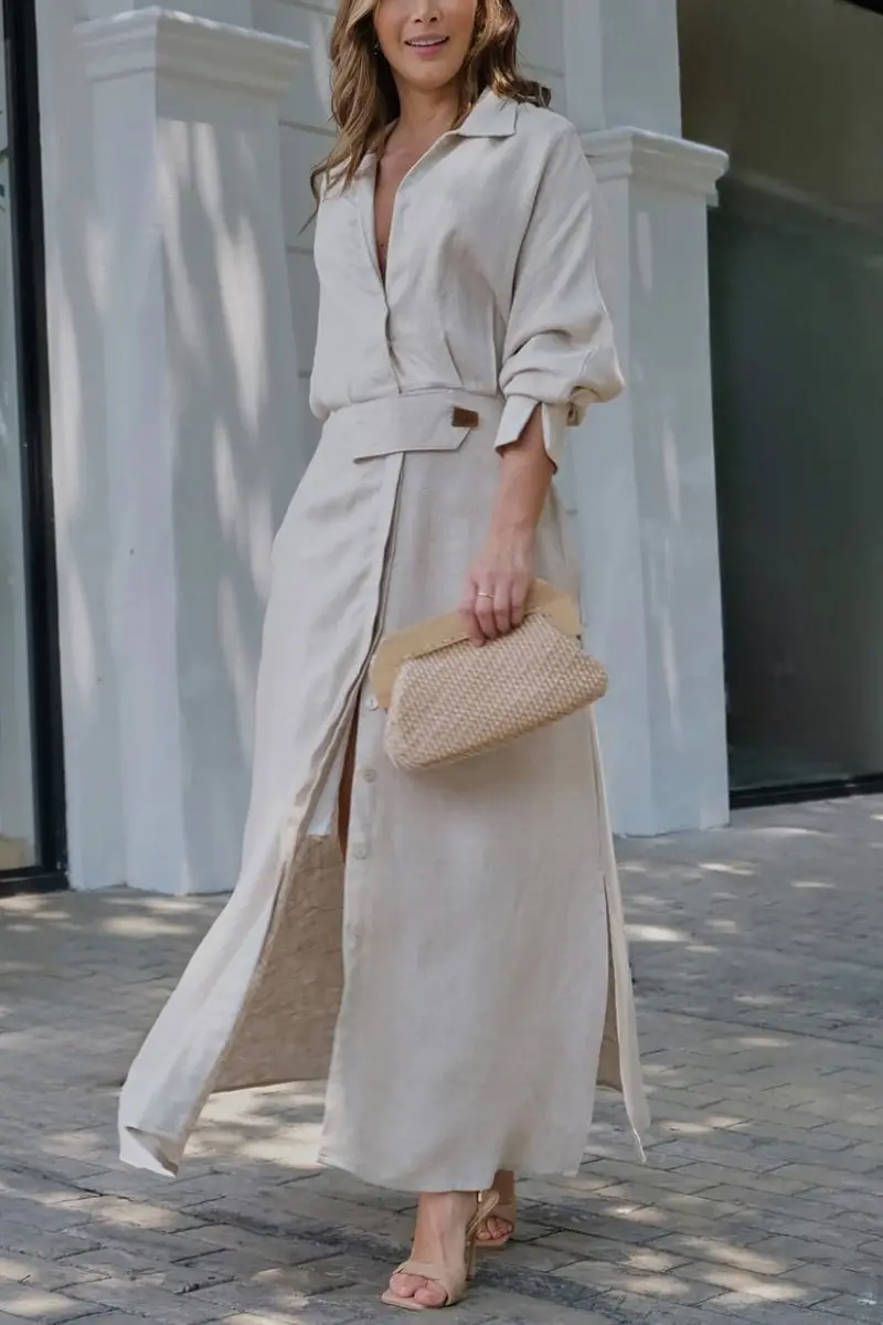 Serena™ - Schickes Maxikleid aus Baumwolle und Leinen