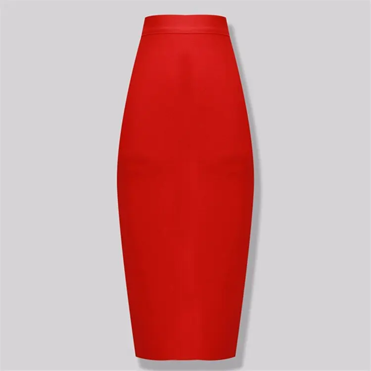 Sexy Bandage Midi Rok met Ritssluiting en Split