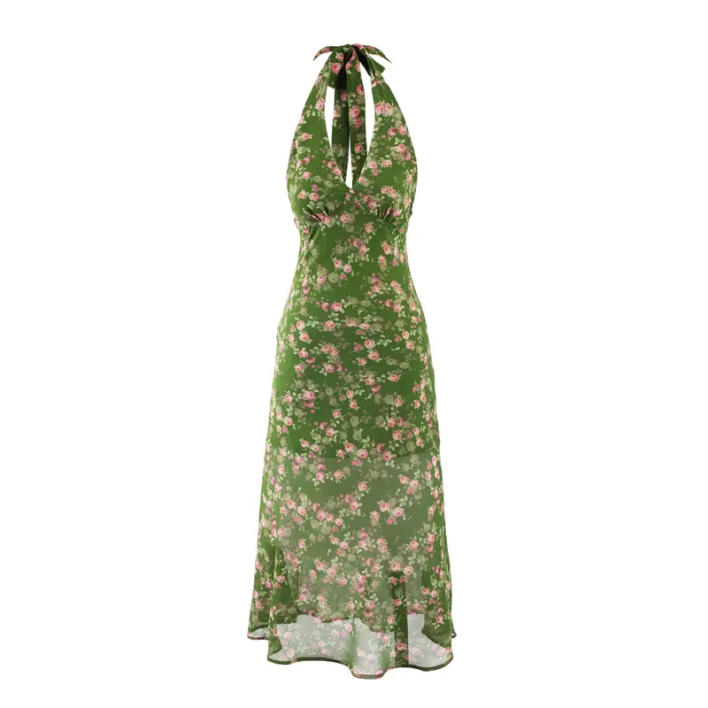 Sexy halterjurk met bloemenprint