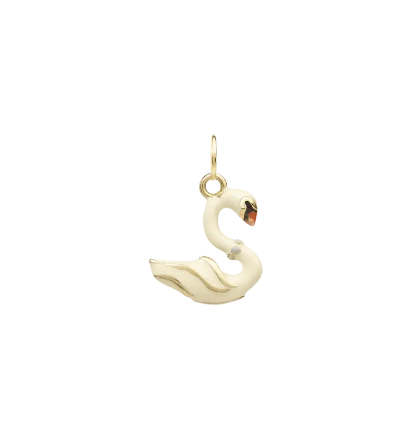 Shimmer Swan Charm | Antique White