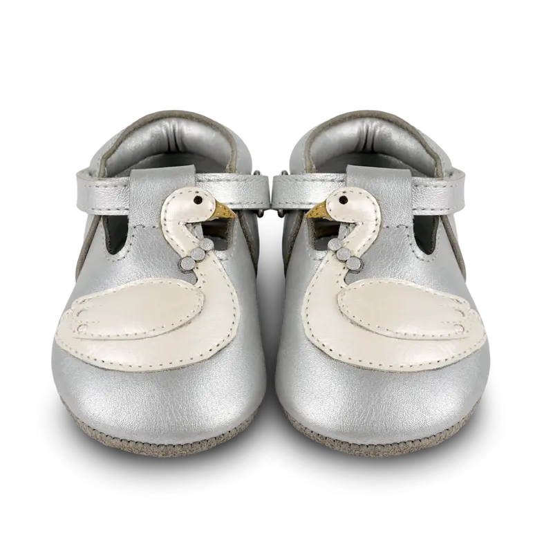 Shimmer Swan Shoes | Silver Grey Metallic Leather
