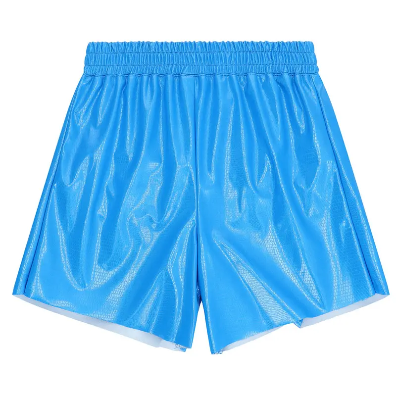 Short Vegan Leather Blue