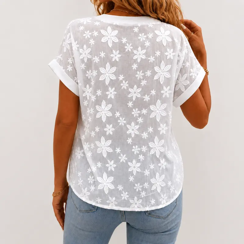 Sieska | Bestickte Baumwollbluse mit floralem Muster