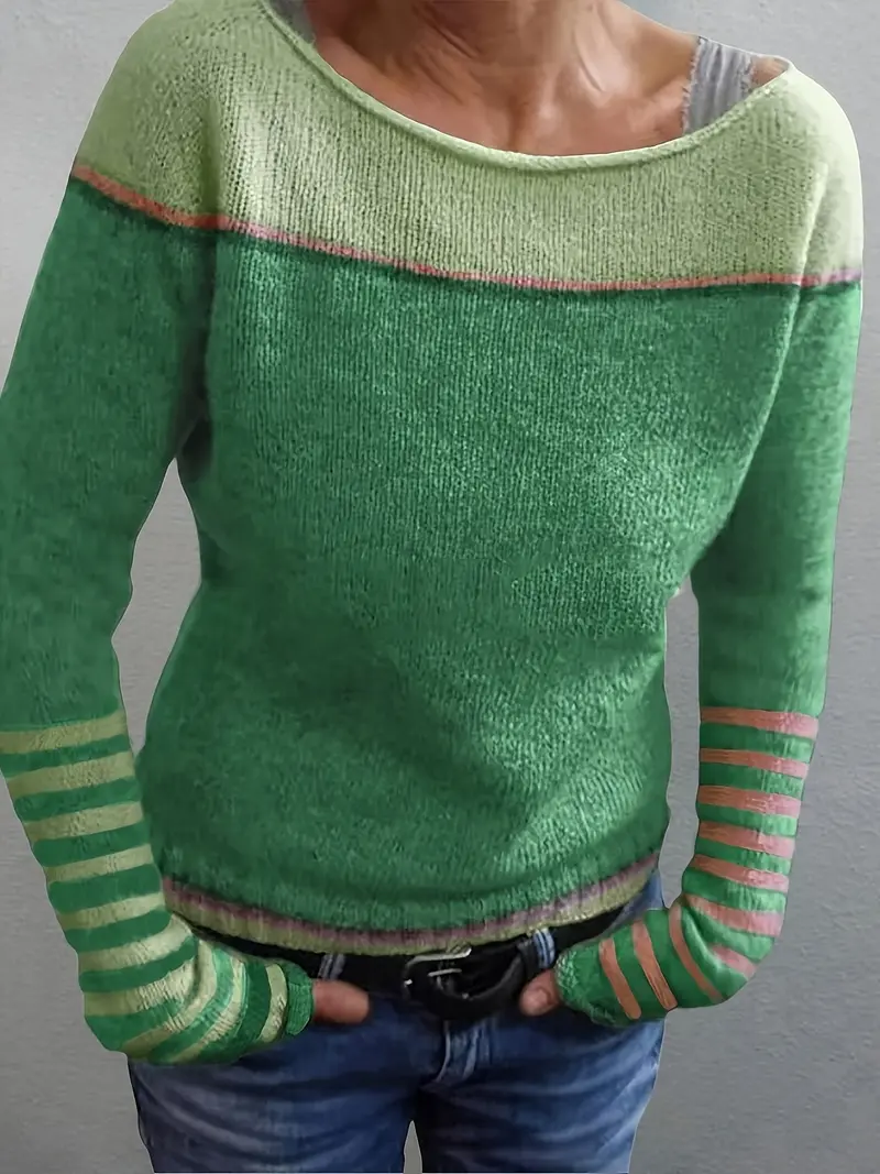 Silvane | Damen Strickpullover Bootausschnitt Langarm