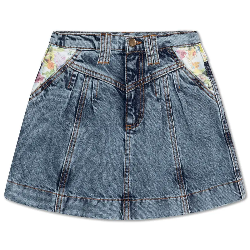 Skirt Bob Denim Acid Color Block