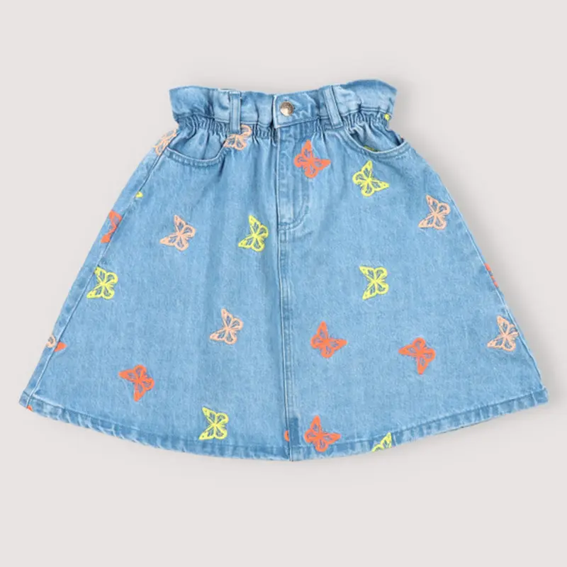 Skirt Burbank Butterfly Embroidery Denim