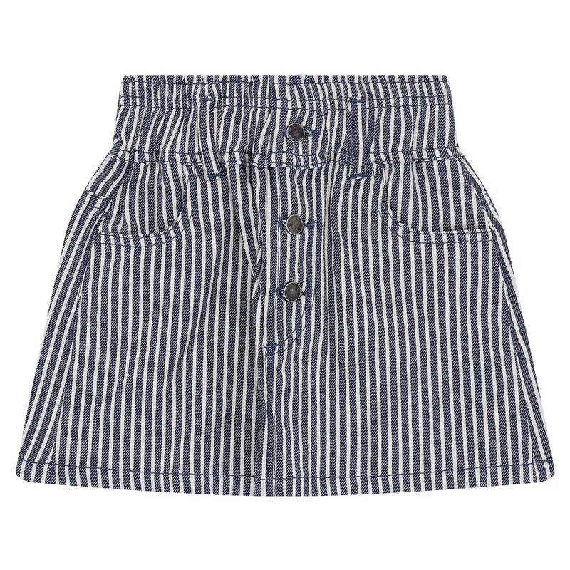 Skirt Paperbag Striped Denim