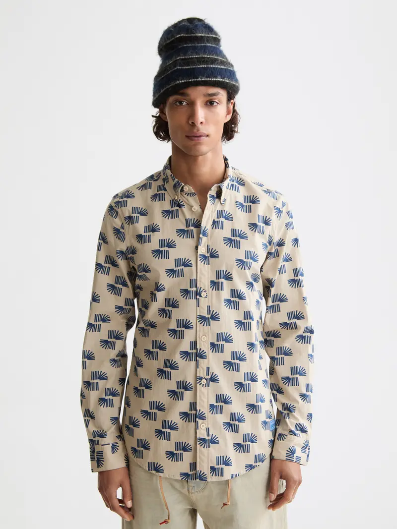 Slim-Fit Micro All-Over Printed Shirt