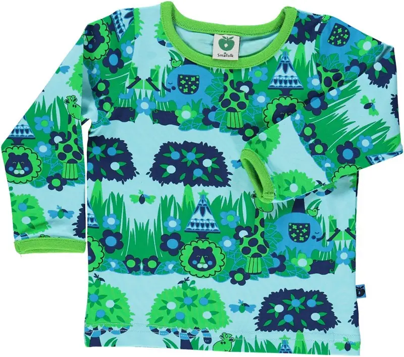 Smafolk Longsleeve Baby Lightblue Jungle - Oerwoud