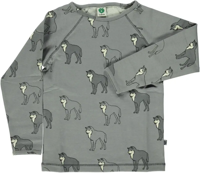 Smafolk Longsleeve Grijs Raglan Wolven - Wolf Wild Dove