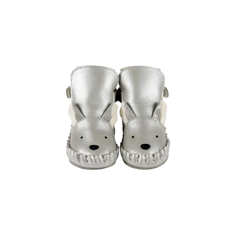 Smikki Booties | Polar Fox | Silver Grey Metallic Leather
