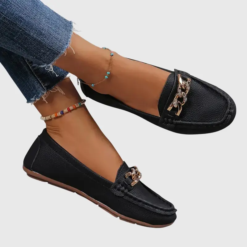 Solange | Damen Loafer mit Goldkette Flach