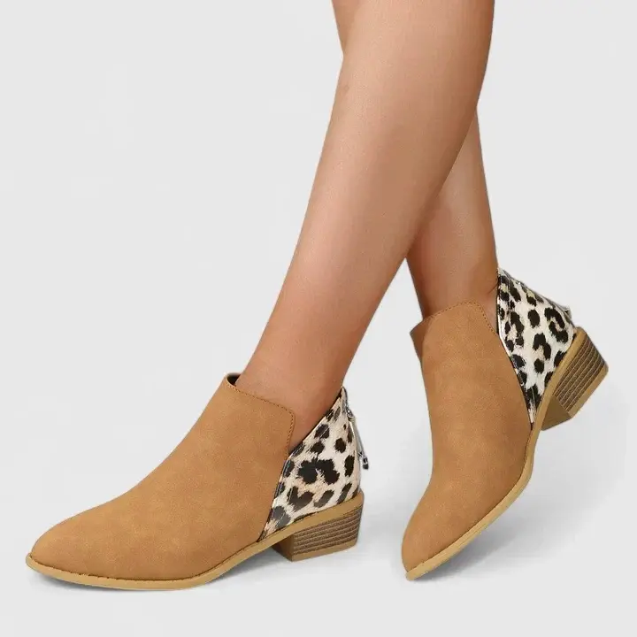Solveja | Damen Stiefeletten Leopard Blockabsatz