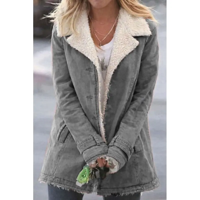 Solvind | Damen Sherpa-Mantel Winterjacke mit Fleecefutter