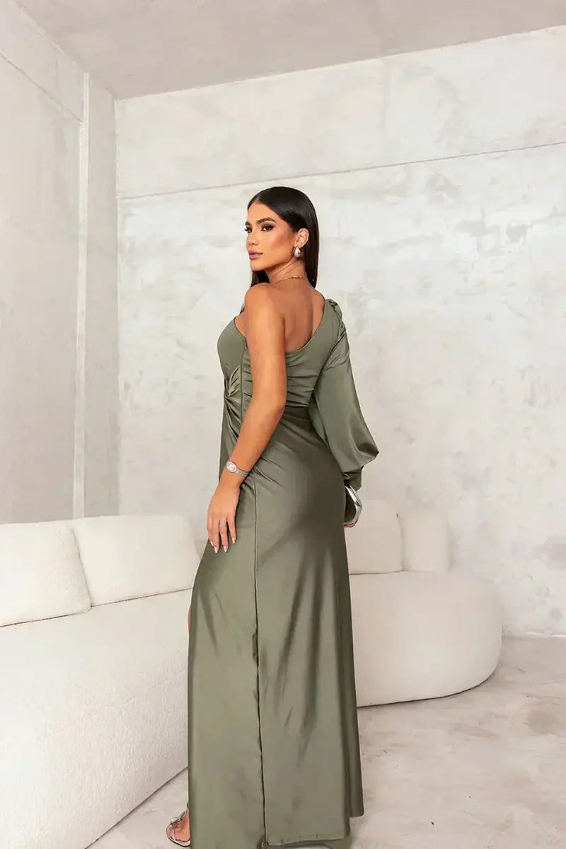 Sophie | Damen Maxikleid elegant einseitig schulterfrei