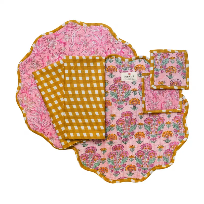 Soraya Hand Block Print Reversible Placemat Set