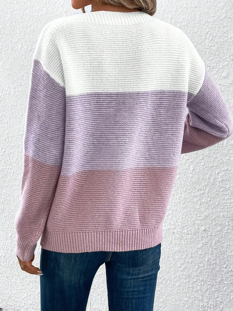 Sorilda | Damen Zweifarbiger Strickpullover Oversize