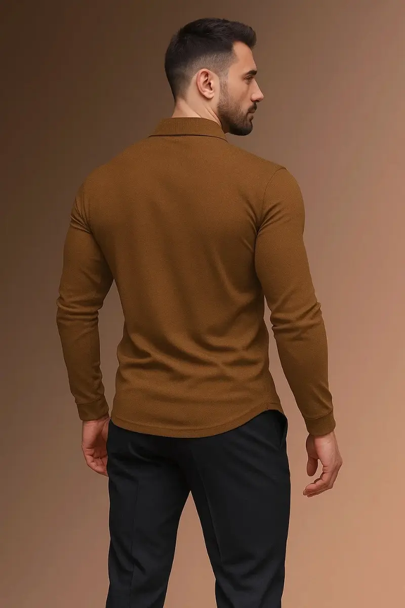 Spencer | Langarm Gerippte Bündchen Poloshirt