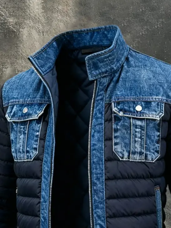 Stefan | Herrenjacke gefüttert mit Denim-Details modern