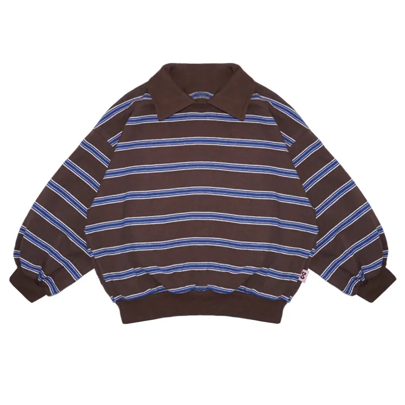Striped Polo Sweatshirt Brown