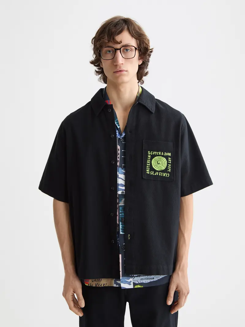 Structured Cotton Short-Sleeved Shirt