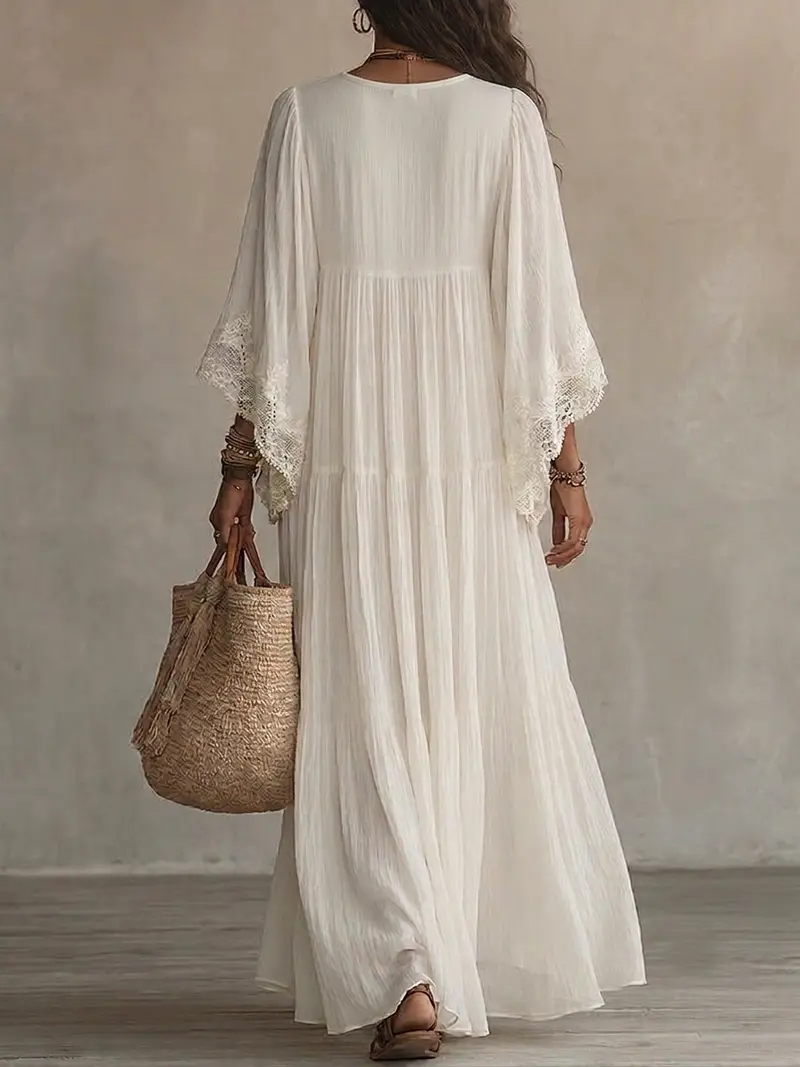 Sufrea | Luftiges Maxikleid mit V-Ausschnitt und Spitze