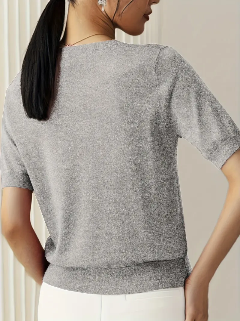 Sunniva | Damen Kurzarm Strickpullover Rundhals