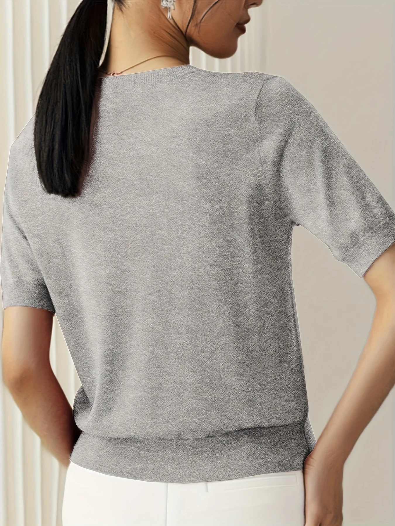 Sunniva | Damen Kurzarm Strickpullover Rundhals