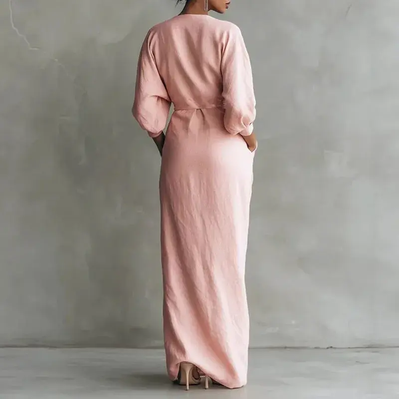 Susan | Damen Wickel V-Ausschnitt Maxikleid