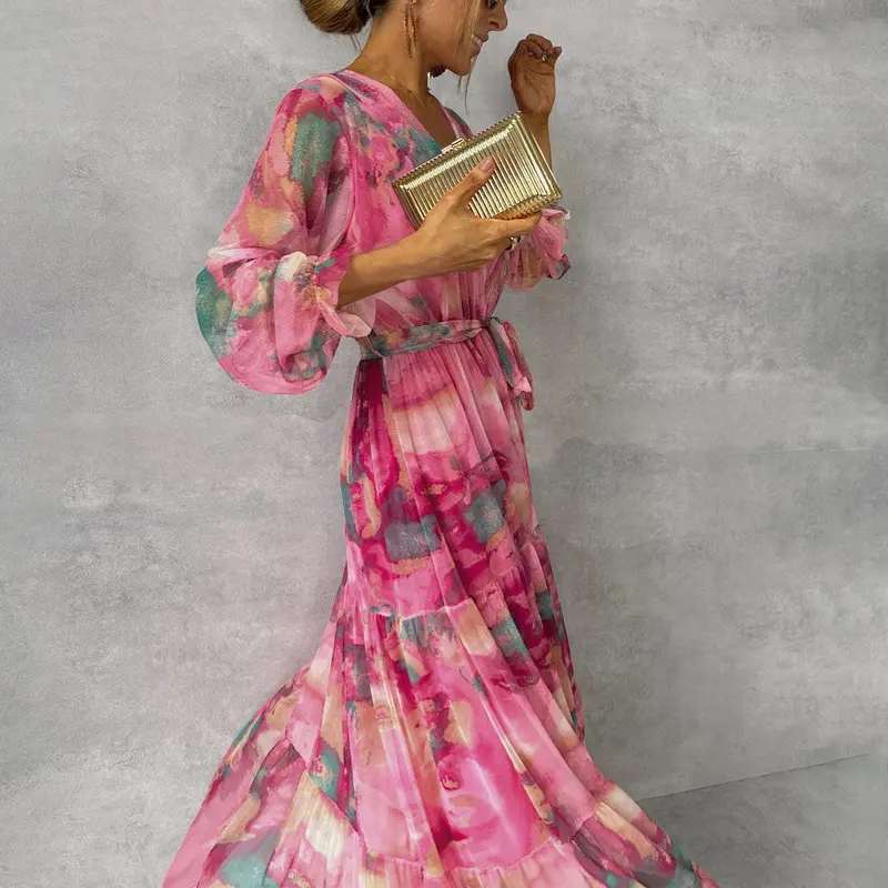 Susanne | Plissiertes Maxikleid mit Gürtel
