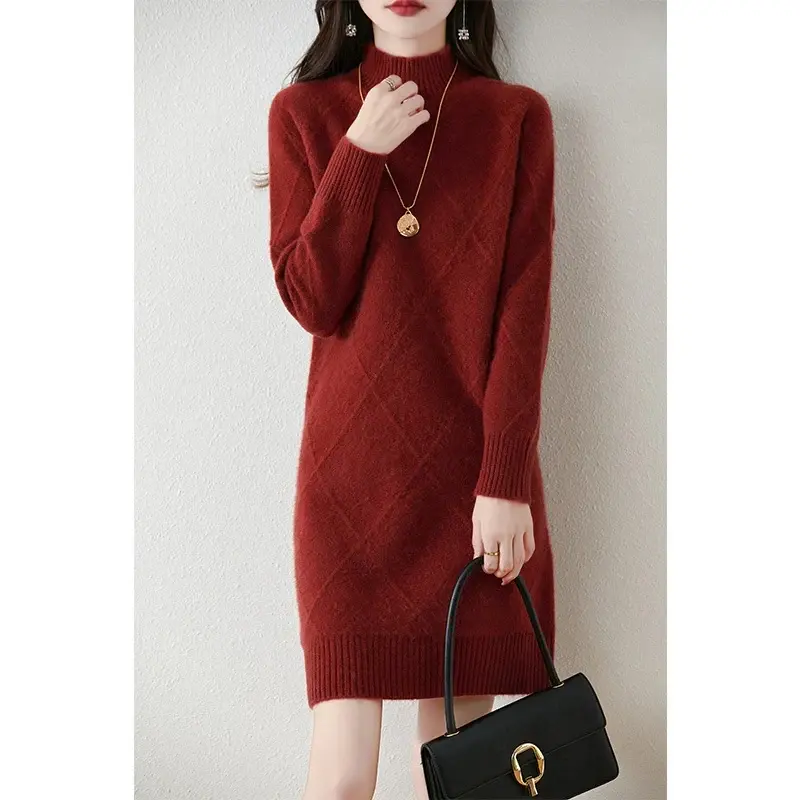 Svantje | Damen Strickkleid Winterkleid Rollkragen