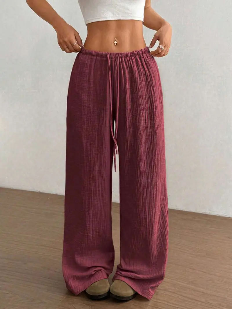 Svenja | Damen Weite Hose Elastischer Bund Kordelzug