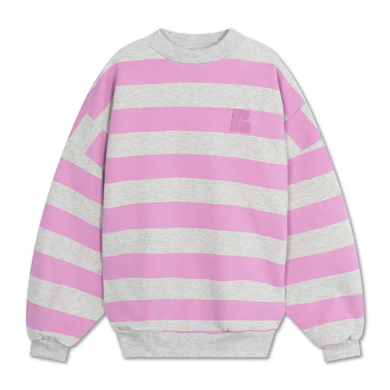 Sweater Oversized Boxy Orchid Light Mixed Grey Block Stripe
