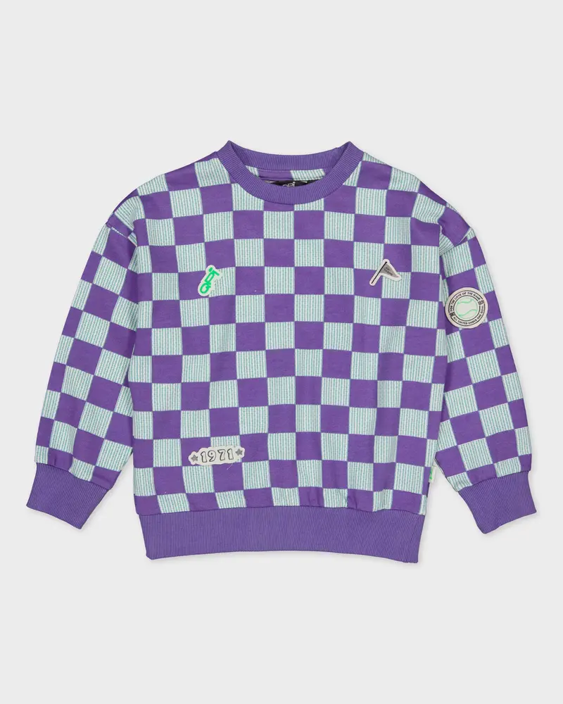 Sweater paars | AOP Purple Check