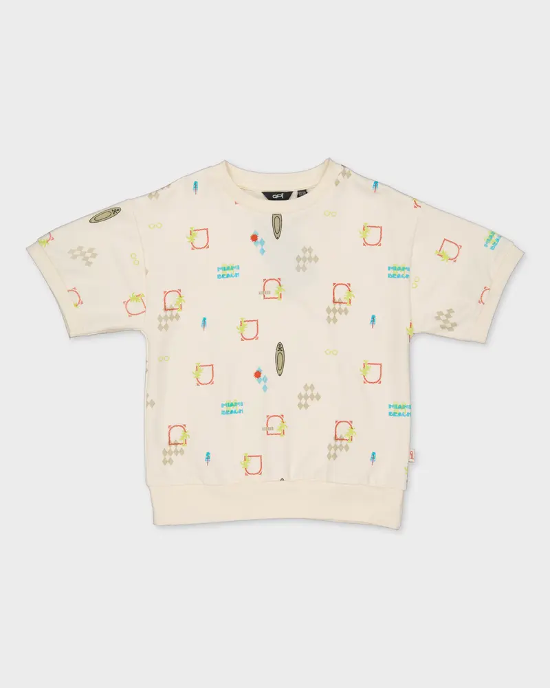 Sweater wit met grafische print | AOP White Sketch