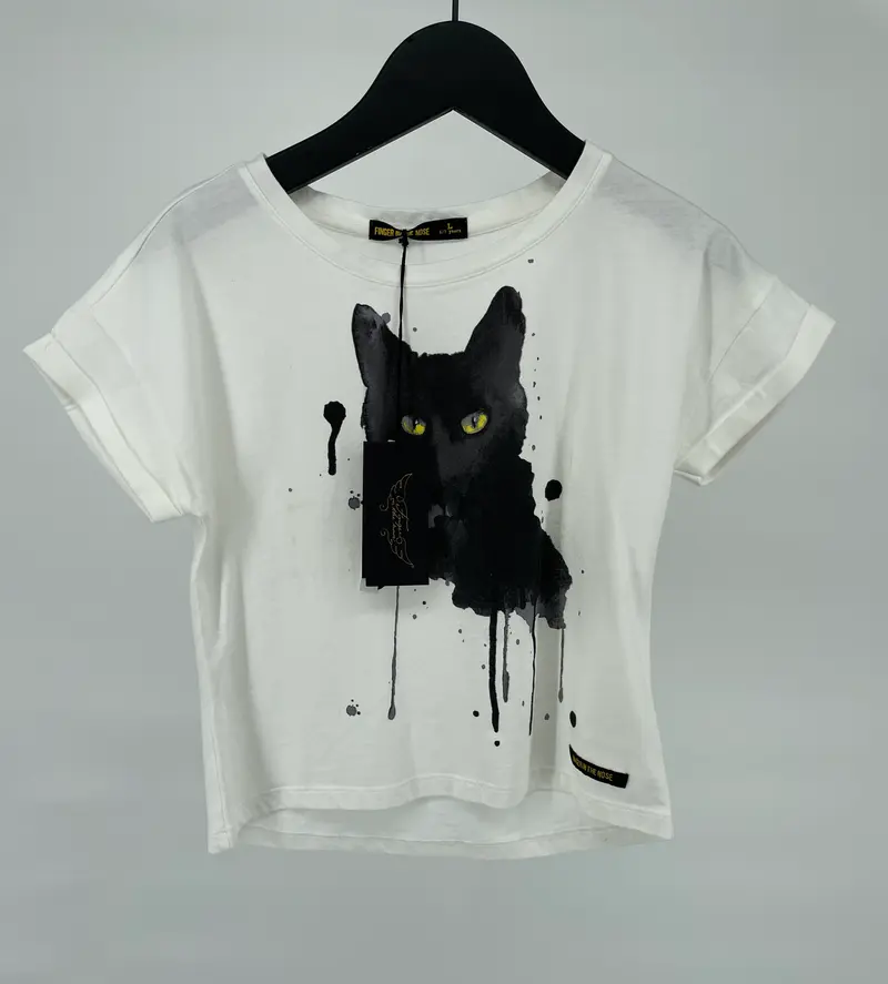 T-shirt Wit Kat Maat 122