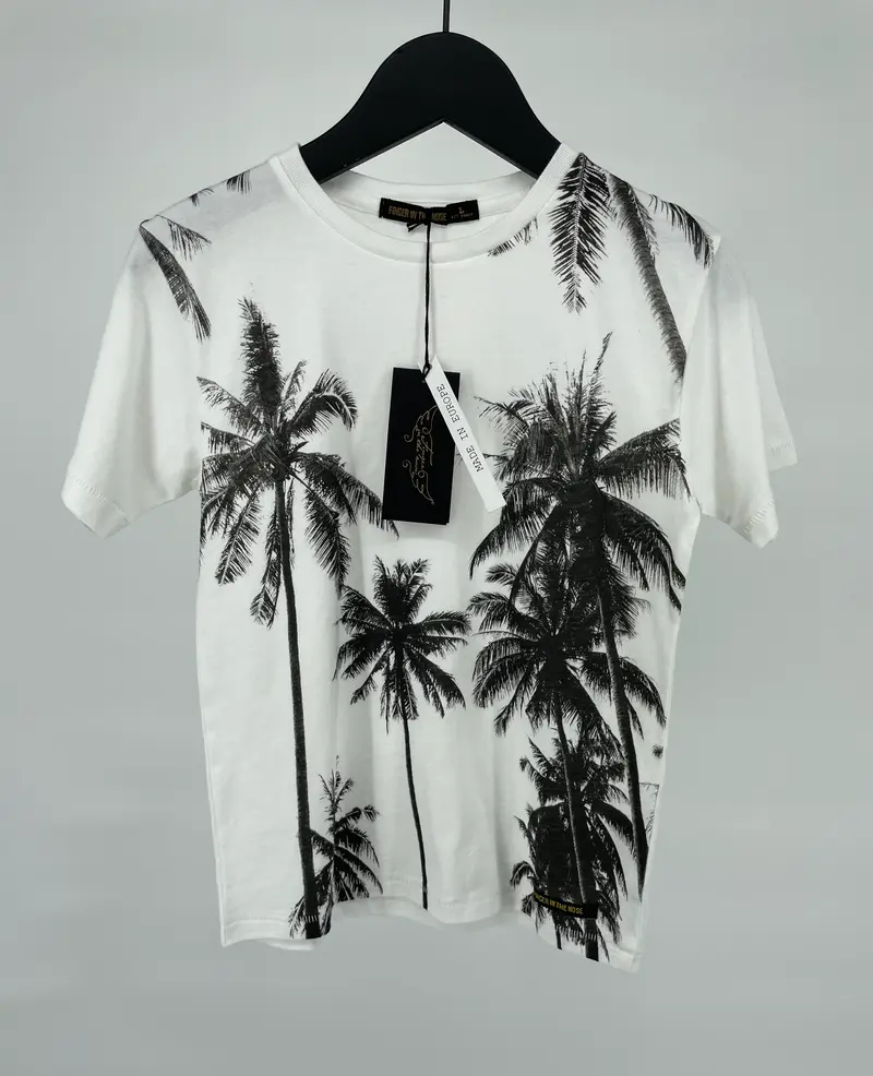 T-shirt Wit Palmbomen Print