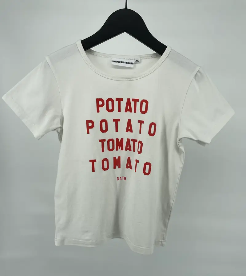 T-shirt Wit Potato Tomato Maat 128