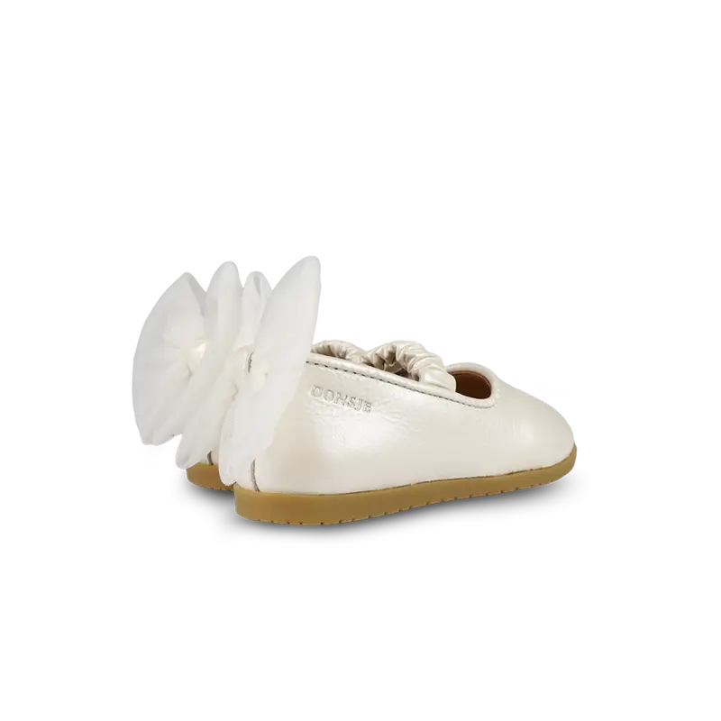 Taatie Ballerinas | Off White Metallic Leather