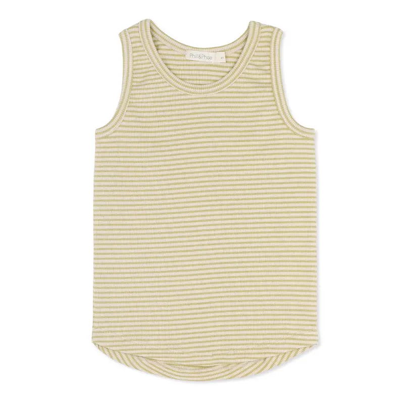 Tanktop Rib Soft Matcha Stripes
