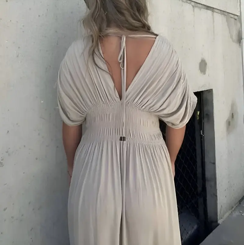 Tara | Damen Maxikleid V-Ausschnitt Fließend Elegant