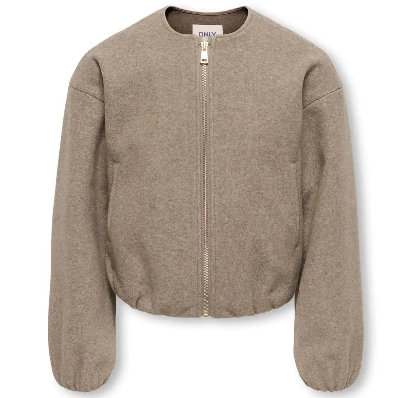 Taupe Melange short bomber jacket Adina