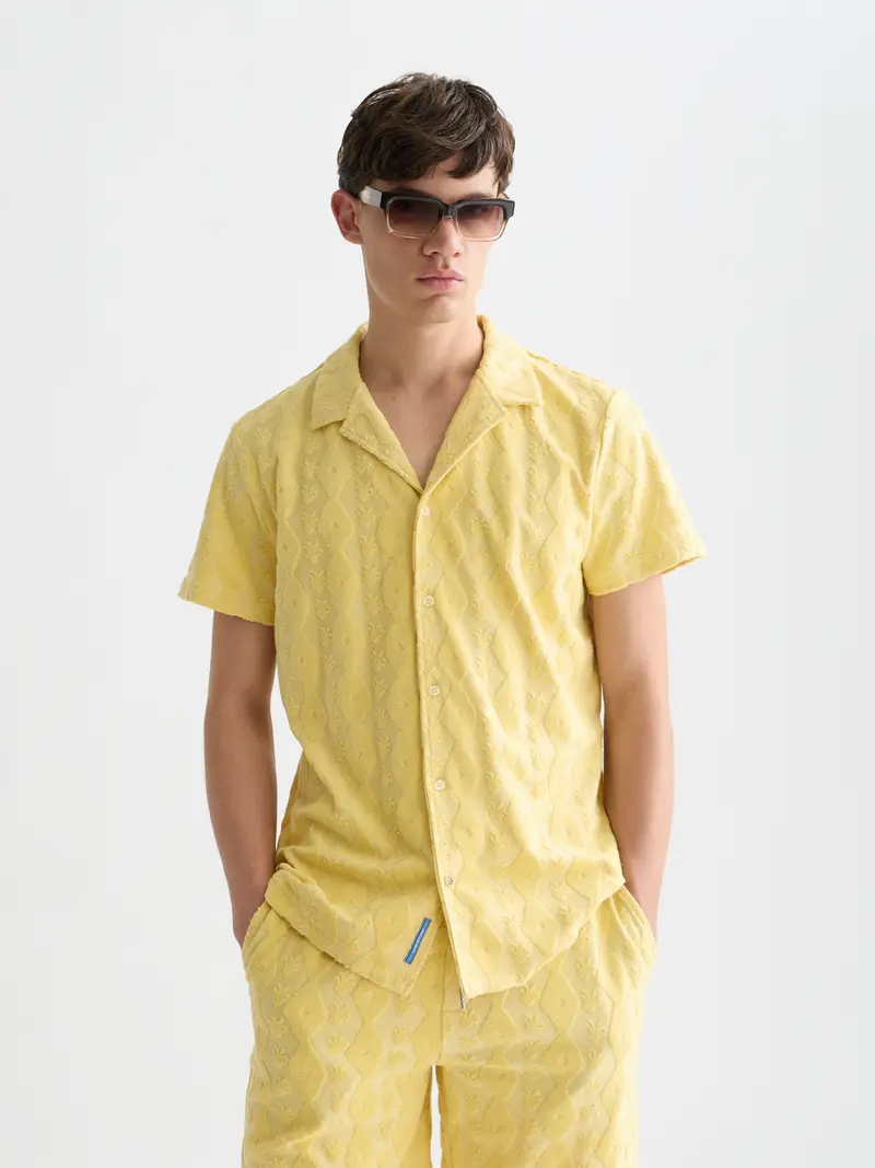 Terry Jacquard Regular-Fit Short-Sleeved Shirt