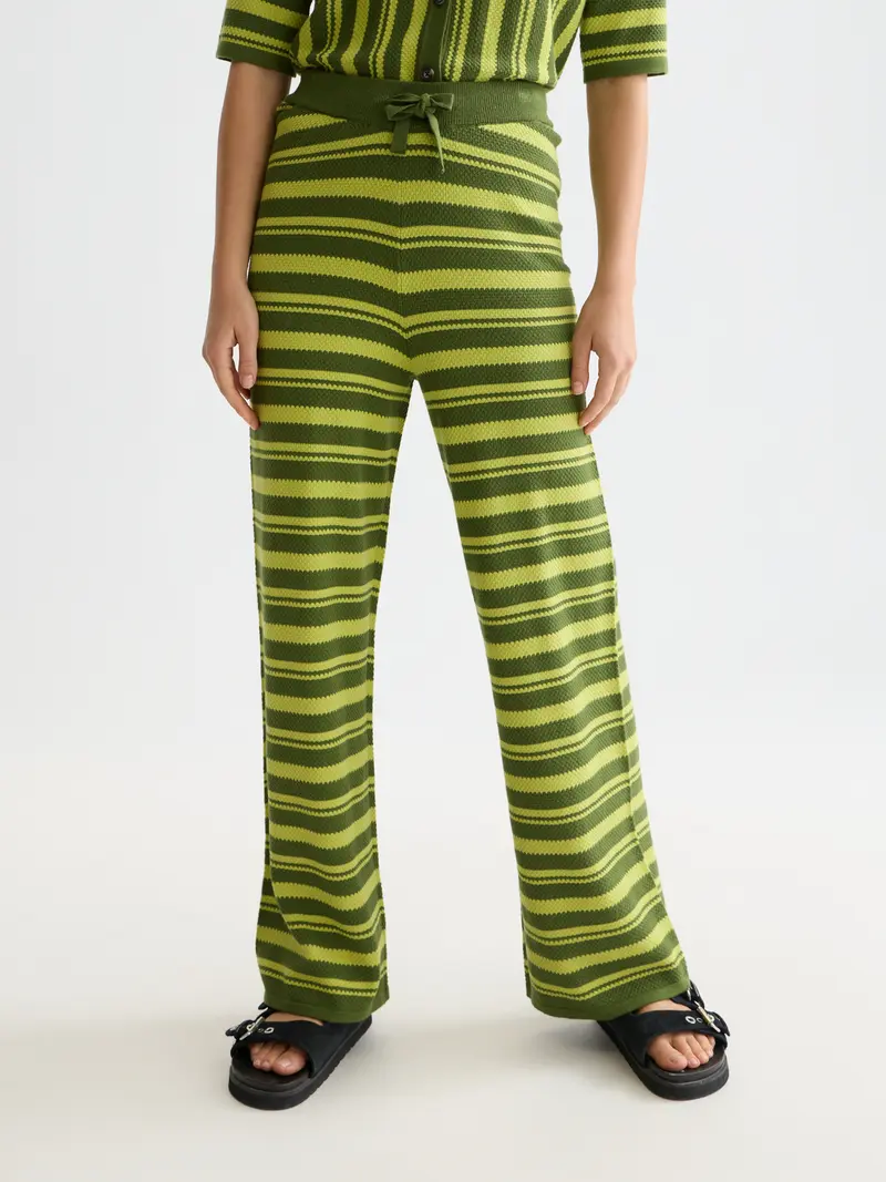 Textured Stripe Knitted Trousers