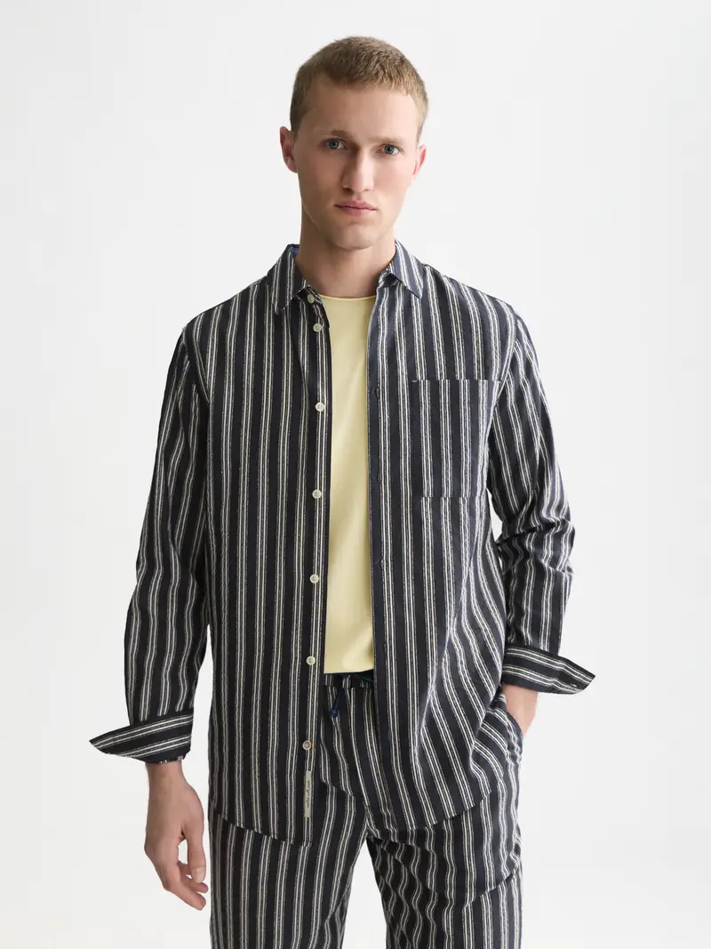 Textured Striped Regular-Fit Shirt