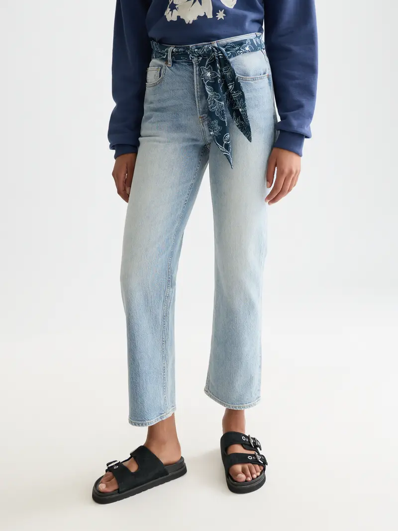 The Sky Straight Jeans With Tie Detail
